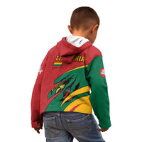 Lithuania Red and Green Kid Hoodie with Knight and Dragon Claw Graphic and National Flag - Wonder Print Shop