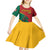 Lithuania Red and Green Kid Short Sleeve Dress with Knight and Dragon Claw Graphic and National Flag - Wonder Print Shop