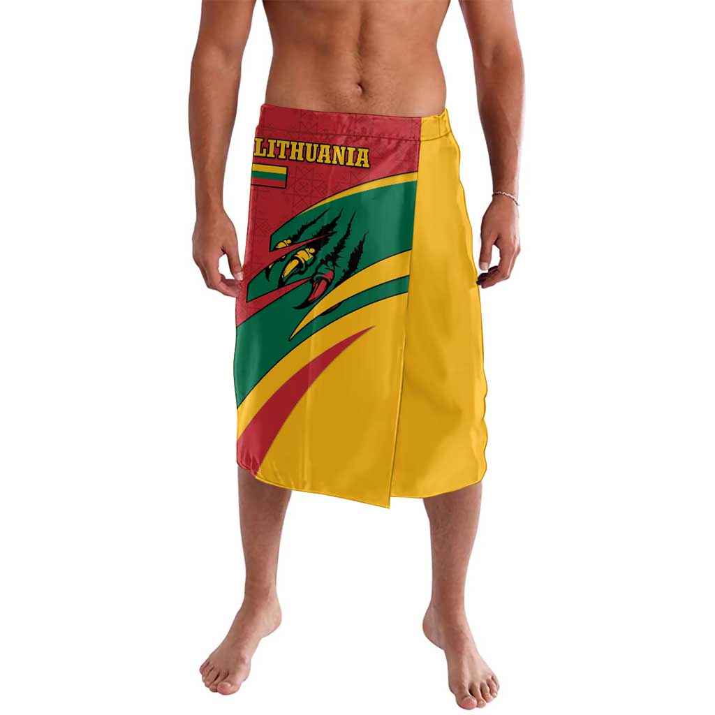 Lithuania Red and Green Lavalava with Knight and Dragon Claw Graphic and National Flag - Wonder Print Shop