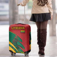 Lithuania Red and Green Luggage Cover with Knight and Dragon Claw Graphic and National Flag - Wonder Print Shop