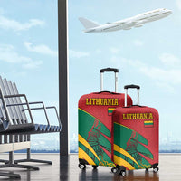 Lithuania Red and Green Luggage Cover with Knight and Dragon Claw Graphic and National Flag - Wonder Print Shop