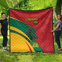 Lithuania Red and Green Quilt with Knight and Dragon Claw Graphic and National Flag - Wonder Print Shop