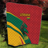 Lithuania Red and Green Quilt with Knight and Dragon Claw Graphic and National Flag - Wonder Print Shop