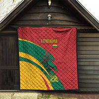 Lithuania Red and Green Quilt with Knight and Dragon Claw Graphic and National Flag - Wonder Print Shop