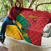 Lithuania Red and Green Quilt with Knight and Dragon Claw Graphic and National Flag - Wonder Print Shop