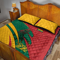 Lithuania Red and Green Quilt Bed Set with Knight and Dragon Claw Graphic and National Flag - Wonder Print Shop