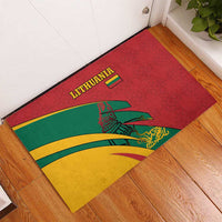 Lithuania Red and Green Rubber Doormat with Knight and Dragon Claw Graphic and National Flag - Wonder Print Shop