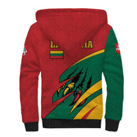 Lithuania Red and Green Sherpa Hoodie with Knight and Dragon Claw Graphic and National Flag - Wonder Print Shop