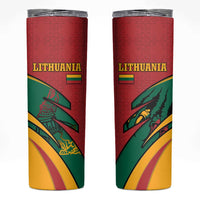 Lithuania Red and Green Skinny Tumbler with Knight and Dragon Claw Graphic and National Flag - Wonder Print Shop