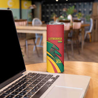 Lithuania Red and Green Skinny Tumbler with Knight and Dragon Claw Graphic and National Flag - Wonder Print Shop