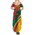Lithuania Red and Green Summer Maxi Dress with Knight and Dragon Claw Graphic and National Flag - Wonder Print Shop