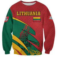 Lithuania Red and Green Sweatshirt with Knight and Dragon Claw Graphic and National Flag - Wonder Print Shop