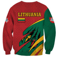 Lithuania Red and Green Sweatshirt with Knight and Dragon Claw Graphic and National Flag - Wonder Print Shop