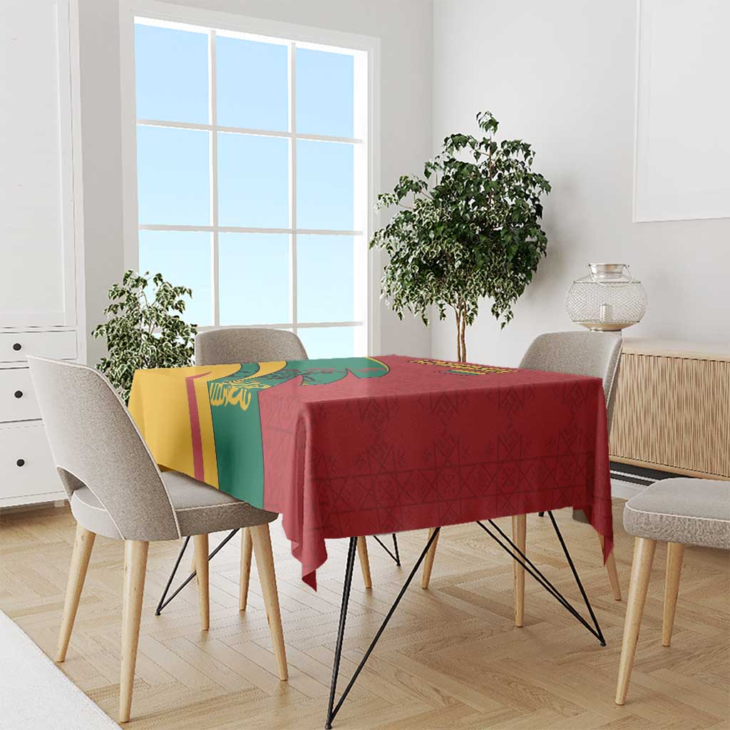 Lithuania Red and Green Tablecloth with Knight and Dragon Claw Graphic and National Flag - Wonder Print Shop