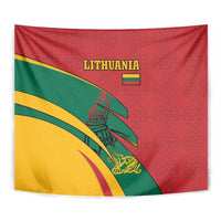 Lithuania Red and Green Tapestry with Knight and Dragon Claw Graphic and National Flag - Wonder Print Shop