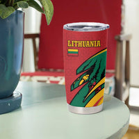 Lithuania Red and Green Tumbler Cup with Knight and Dragon Claw Graphic and National Flag - Wonder Print Shop