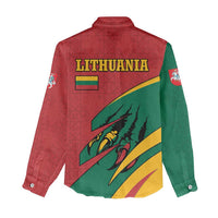Lithuania Red and Green Women Casual Shirt with Knight and Dragon Claw Graphic and National Flag - Wonder Print Shop
