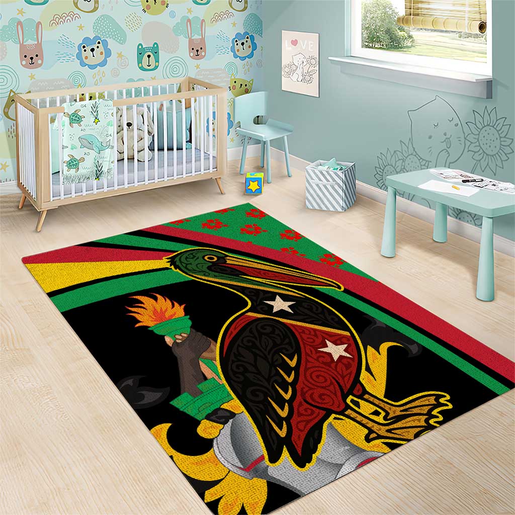 Saint Kitts and Nevis Area Rug with Flag Colors and Tropical Island Design - Wonder Print Shop