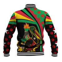 Saint Kitts and Nevis Baseball Jacket with Flag Colors and Tropical Island Design - Wonder Print Shop