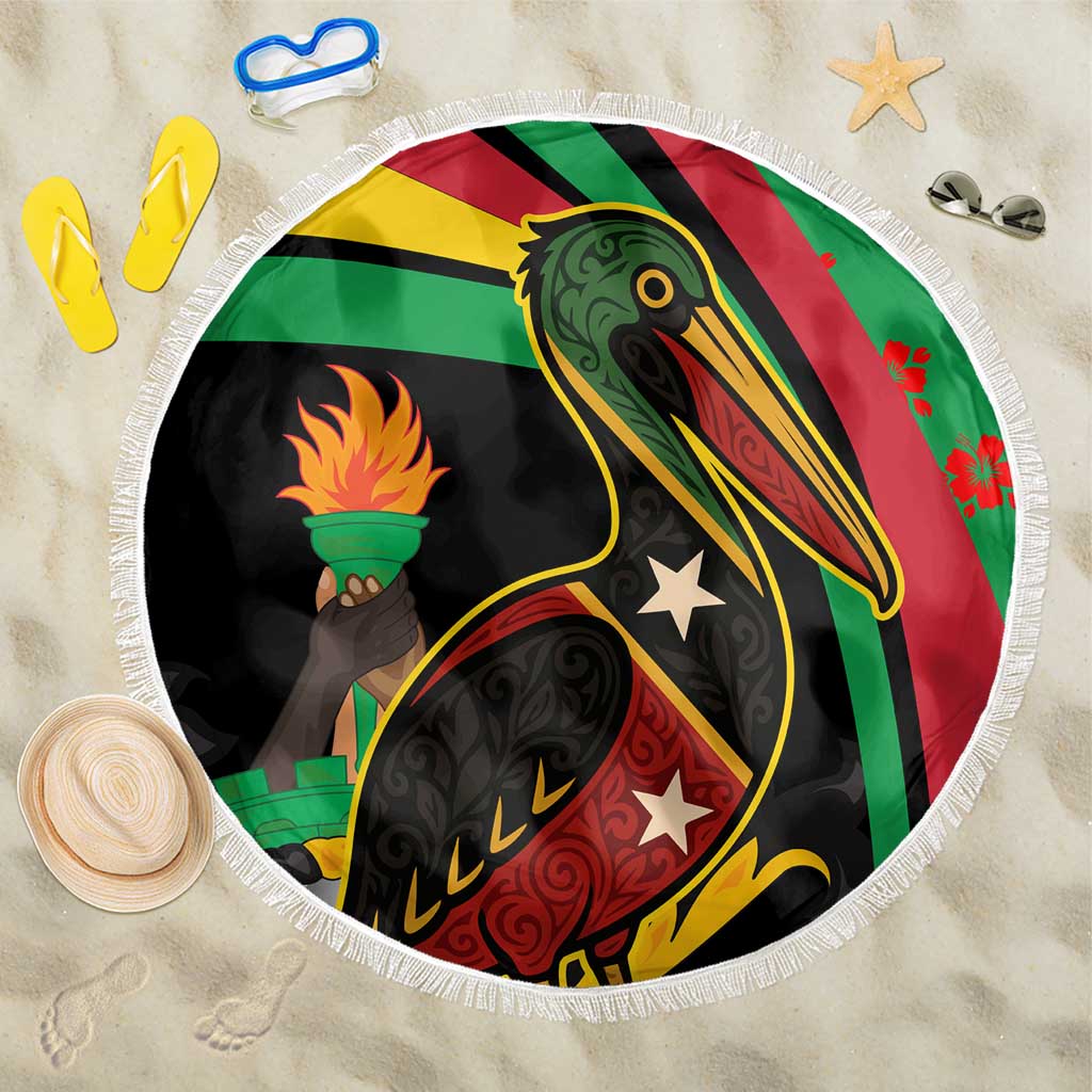 Saint Kitts and Nevis Beach Blanket with Flag Colors and Tropical Island Design - Wonder Print Shop