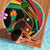 Saint Kitts and Nevis Beach Blanket with Flag Colors and Tropical Island Design - Wonder Print Shop