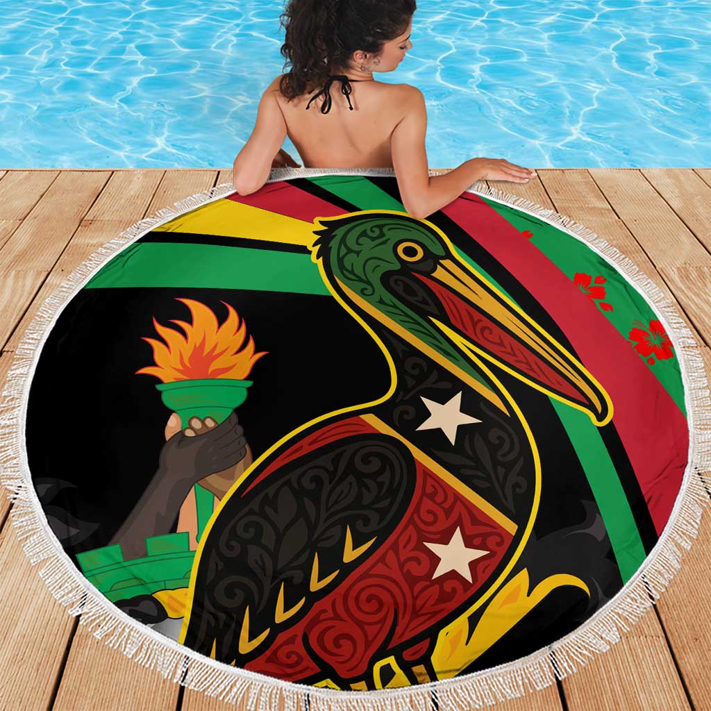 Saint Kitts and Nevis Beach Blanket with Flag Colors and Tropical Island Design - Wonder Print Shop