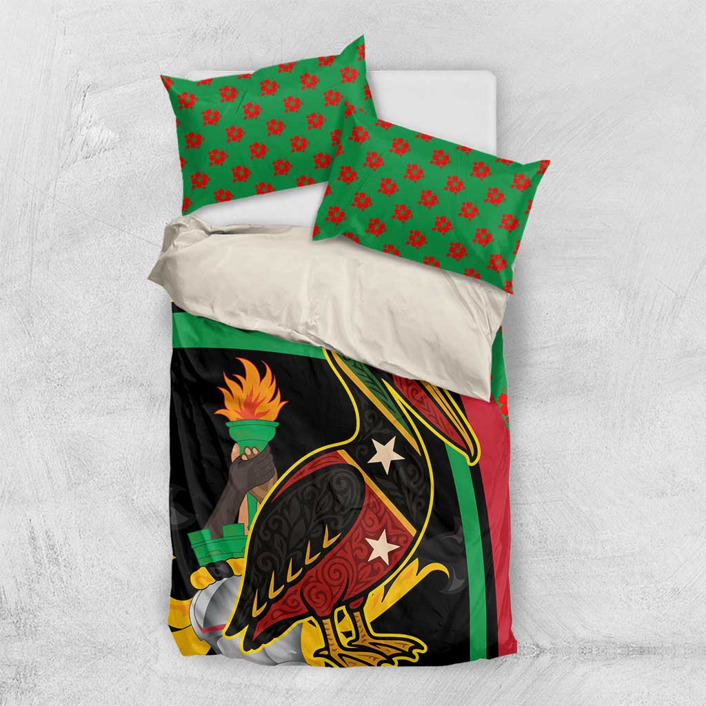 Saint Kitts and Nevis Bedding Set with Flag Colors and Tropical Island Design - Wonder Print Shop
