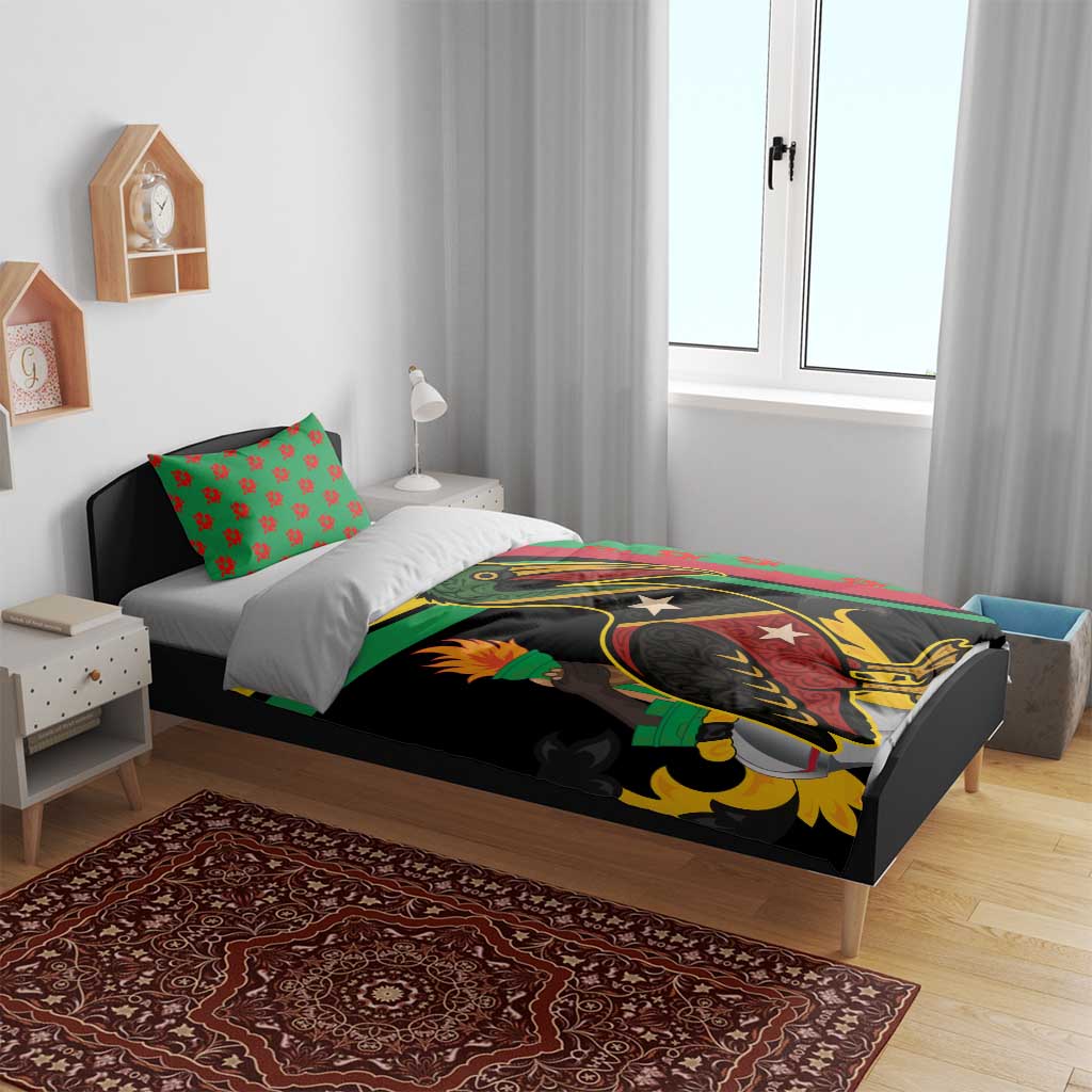 Saint Kitts and Nevis Bedding Set with Flag Colors and Tropical Island Design - Wonder Print Shop