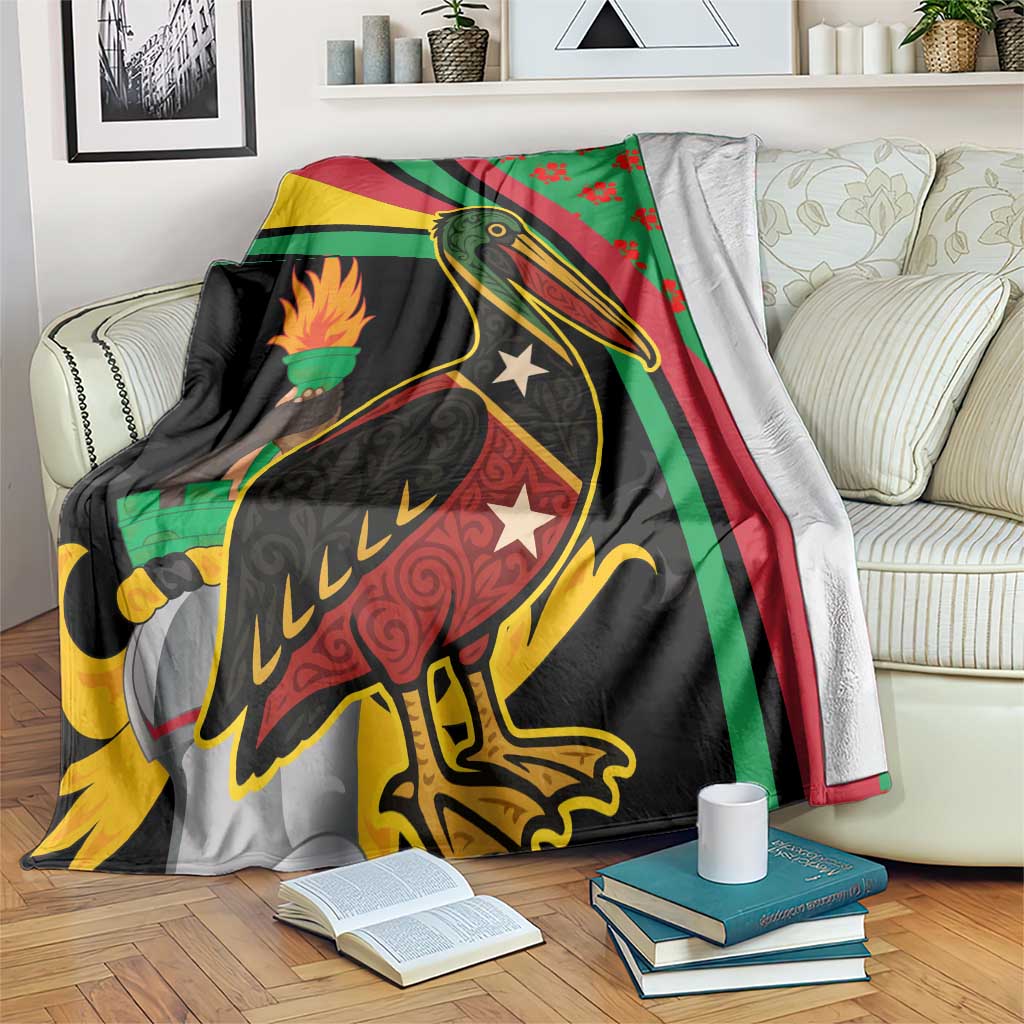 Saint Kitts and Nevis Blanket with Flag Colors and Tropical Island Design - Wonder Print Shop
