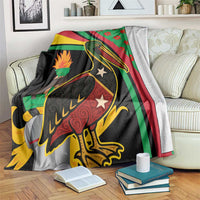 Saint Kitts and Nevis Blanket with Flag Colors and Tropical Island Design - Wonder Print Shop