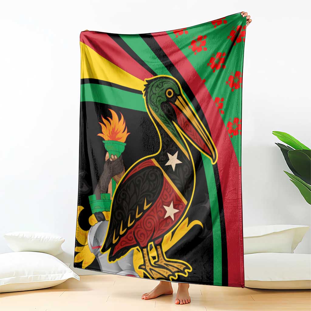 Saint Kitts and Nevis Blanket with Flag Colors and Tropical Island Design - Wonder Print Shop