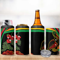 Saint Kitts and Nevis 4 in 1 Can Cooler Tumbler with Flag Colors and Tropical Island Design - Wonder Print Shop