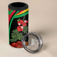 Saint Kitts and Nevis 4 in 1 Can Cooler Tumbler with Flag Colors and Tropical Island Design - Wonder Print Shop