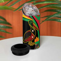 Saint Kitts and Nevis 4 in 1 Can Cooler Tumbler with Flag Colors and Tropical Island Design - Wonder Print Shop