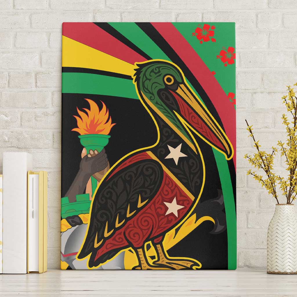 Saint Kitts and Nevis Canvas Wall Art with Flag Colors and Tropical Island Design - Wonder Print Shop