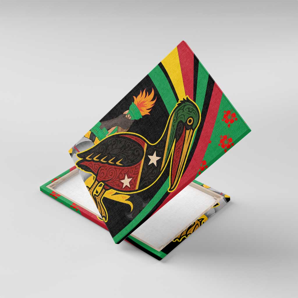 Saint Kitts and Nevis Canvas Wall Art with Flag Colors and Tropical Island Design - Wonder Print Shop