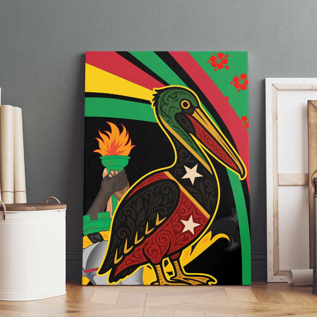 Saint Kitts and Nevis Canvas Wall Art with Flag Colors and Tropical Island Design - Wonder Print Shop