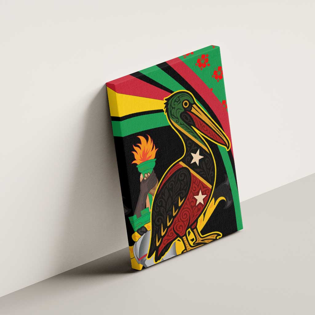 Saint Kitts and Nevis Canvas Wall Art with Flag Colors and Tropical Island Design - Wonder Print Shop