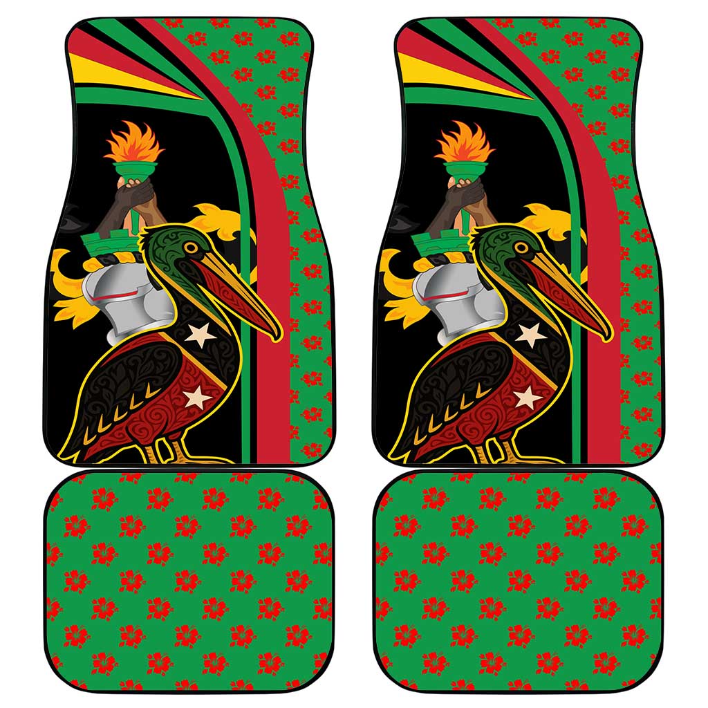 Saint Kitts and Nevis Car Mats with Flag Colors and Tropical Island Design - Wonder Print Shop