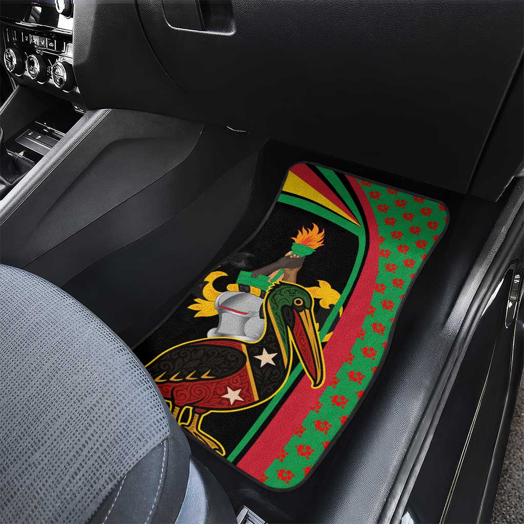 Saint Kitts and Nevis Car Mats with Flag Colors and Tropical Island Design - Wonder Print Shop