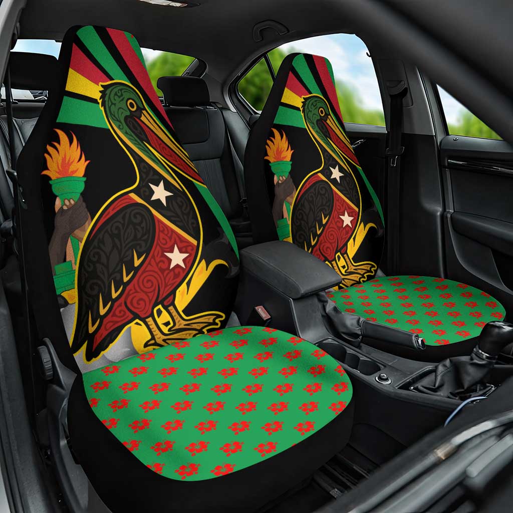 Saint Kitts and Nevis Car Seat Cover with Flag Colors and Tropical Island Design - Wonder Print Shop