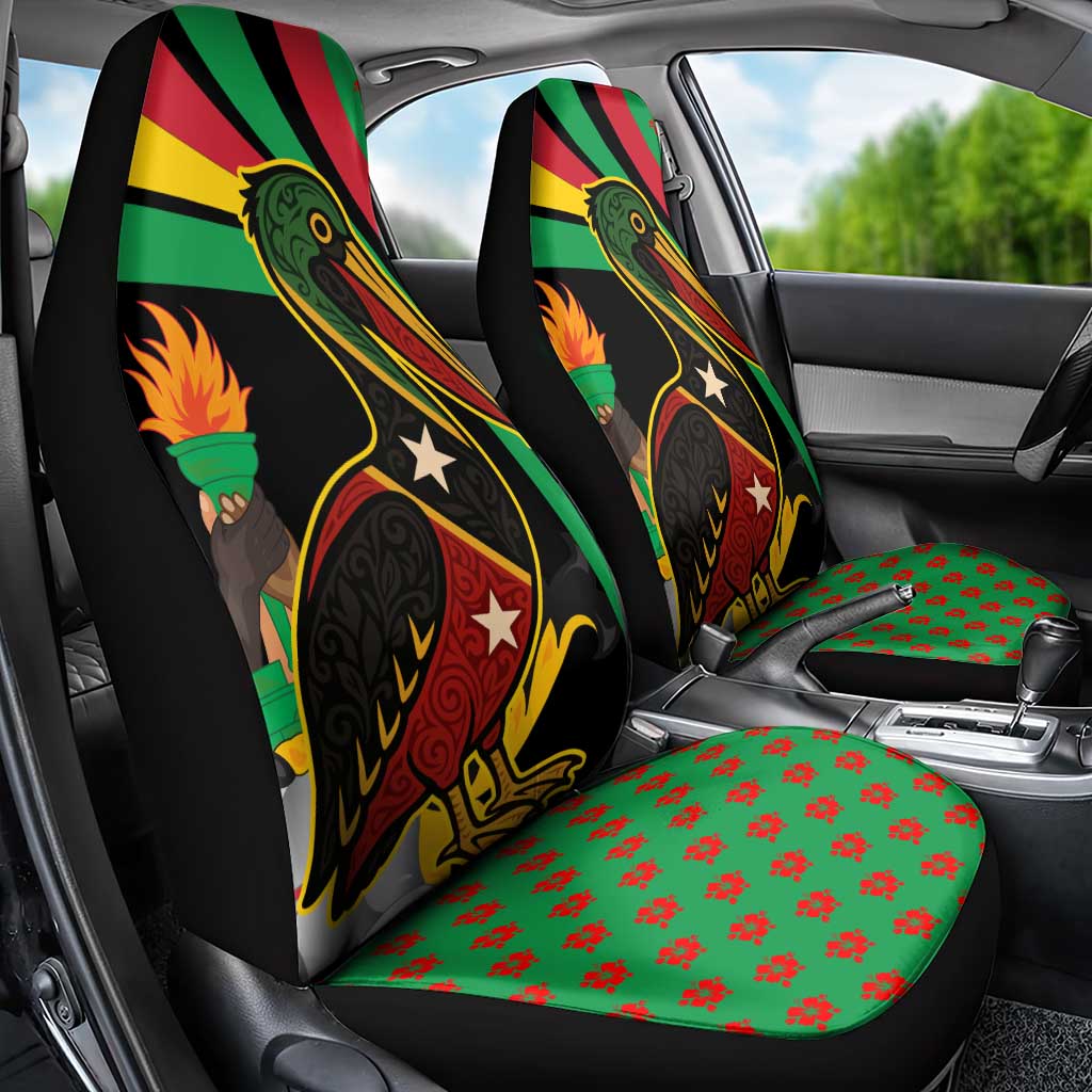 Saint Kitts and Nevis Car Seat Cover with Flag Colors and Tropical Island Design - Wonder Print Shop