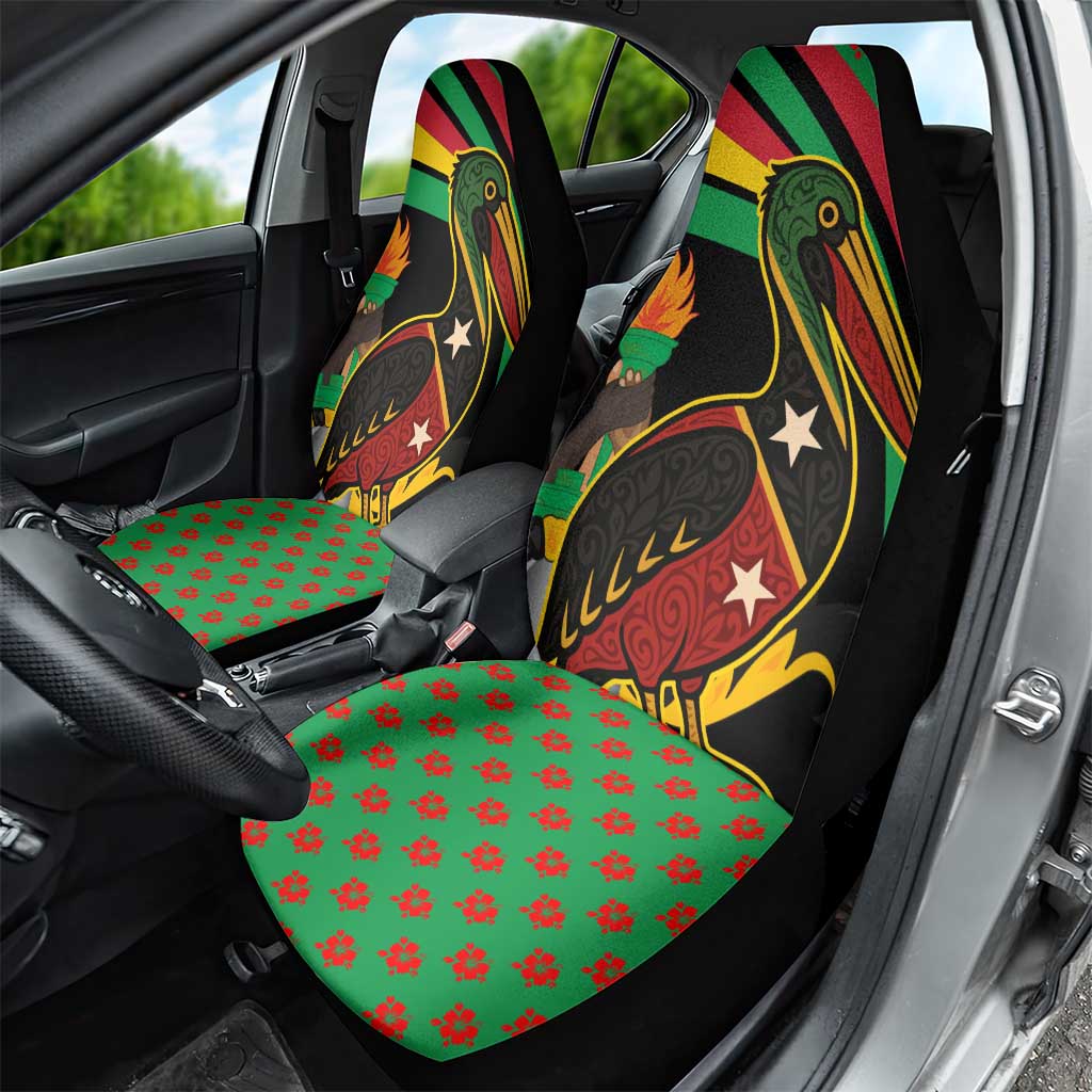 Saint Kitts and Nevis Car Seat Cover with Flag Colors and Tropical Island Design - Wonder Print Shop