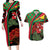 Saint Kitts and Nevis Couples Matching Long Sleeve Bodycon Dress and Hawaiian Shirt with Flag Colors and Tropical Island Design - Wonder Print Shop