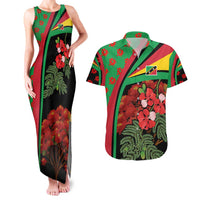 Saint Kitts and Nevis Couples Matching Tank Maxi Dress and Hawaiian Shirt with Flag Colors and Tropical Island Design - Wonder Print Shop