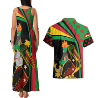 Saint Kitts and Nevis Couples Matching Tank Maxi Dress and Hawaiian Shirt with Flag Colors and Tropical Island Design - Wonder Print Shop