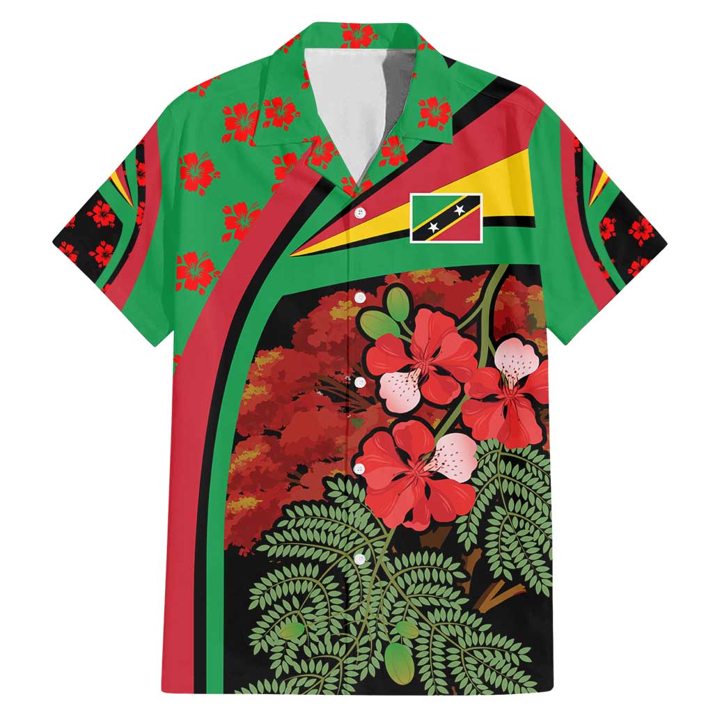 Saint Kitts and Nevis Family Matching Mermaid Dress and Hawaiian Shirt with Flag Colors and Tropical Island Design - Wonder Print Shop