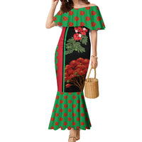 Saint Kitts and Nevis Family Matching Mermaid Dress and Hawaiian Shirt with Flag Colors and Tropical Island Design - Wonder Print Shop