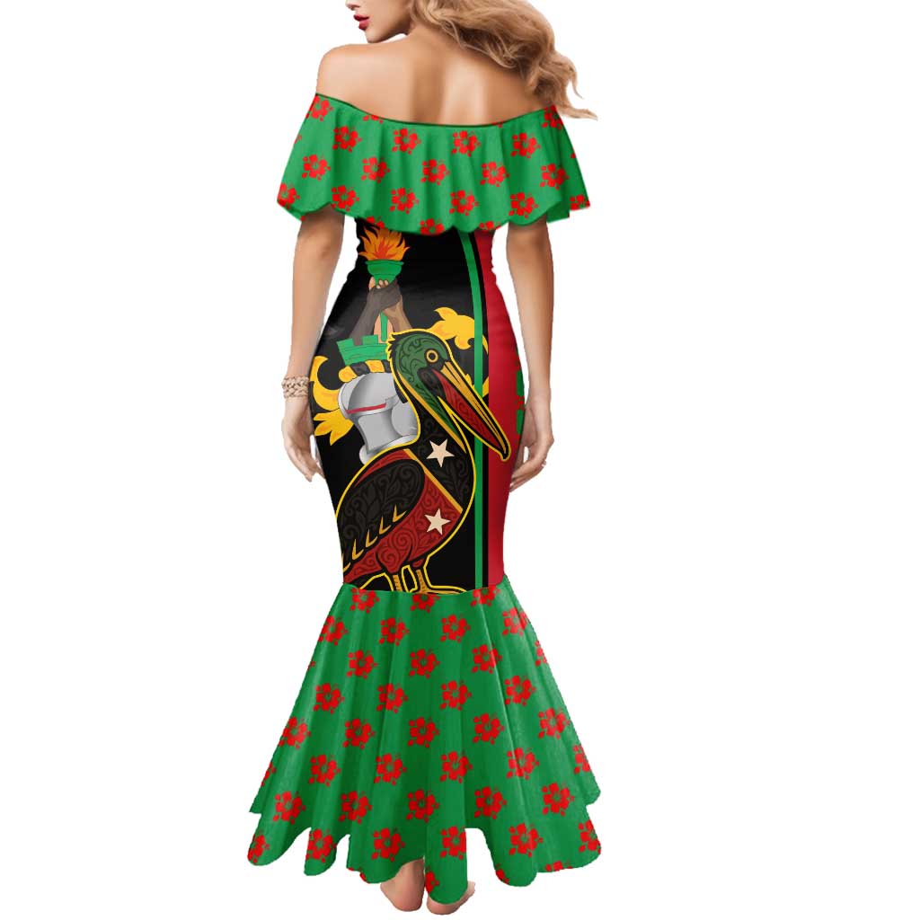 Saint Kitts and Nevis Family Matching Mermaid Dress and Hawaiian Shirt with Flag Colors and Tropical Island Design - Wonder Print Shop