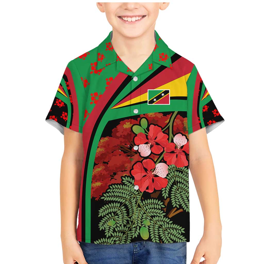 Saint Kitts and Nevis Family Matching Mermaid Dress and Hawaiian Shirt with Flag Colors and Tropical Island Design - Wonder Print Shop